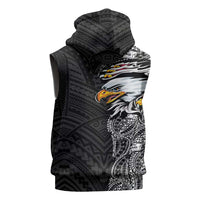 American Samoa Flag Day Sleeveless Zip Hoodie Tribal Tattoo with Eagle Black LT03 - Polynesian Pride