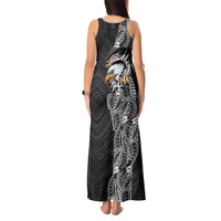 American Samoa Flag Day Tank Maxi Dress Tribal Tattoo with Eagle Black