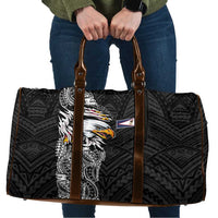 American Samoa Flag Day Travel Bag Tribal Tattoo with Eagle Black