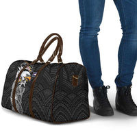American Samoa Flag Day Travel Bag Tribal Tattoo with Eagle Black