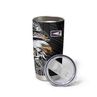 American Samoa Flag Day Tumbler Cup Tribal Tattoo with Eagle Black