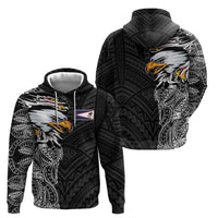American Samoa Flag Day Zip Hoodie Tribal Tattoo with Eagle Black