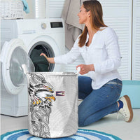 American Samoa Flag Day Laundry Basket Tribal Tattoo with Eagle White