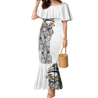 American Samoa Flag Day Family Matching Mermaid Dress and Hawaiian Shirt Tribal Tattoo with Eagle White