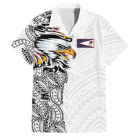American Samoa Flag Day Family Matching Summer Maxi Dress and Hawaiian Shirt Tribal Tattoo with Eagle White
