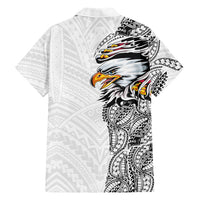 American Samoa Flag Day Family Matching Tank Maxi Dress and Hawaiian Shirt Tribal Tattoo with Eagle White