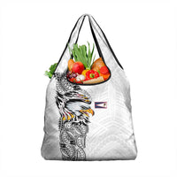 American Samoa Flag Day Grocery Bag Tribal Tattoo with Eagle White
