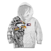 American Samoa Flag Day Kid Hoodie Tribal Tattoo with Eagle White