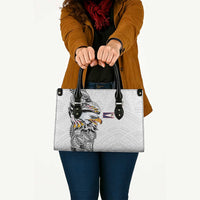 American Samoa Flag Day Leather Bag Tribal Tattoo with Eagle White