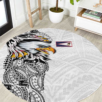 American Samoa Flag Day Round Carpet Tribal Tattoo with Eagle White