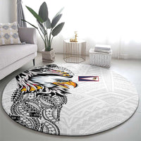 American Samoa Flag Day Round Carpet Tribal Tattoo with Eagle White