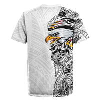 American Samoa Flag Day Rugby Jersey Tribal Tattoo with Eagle White