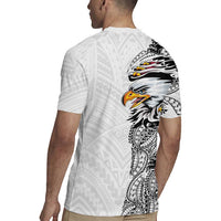 American Samoa Flag Day Rugby Jersey Tribal Tattoo with Eagle White