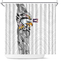 American Samoa Flag Day Shower Curtain Tribal Tattoo with Eagle White