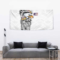 American Samoa Flag Day Tapestry Tribal Tattoo with Eagle White