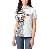 American Samoa Flag Day Women Polo Shirt Tribal Tattoo with Eagle White