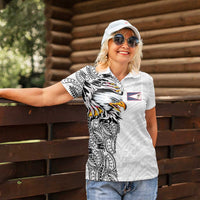 American Samoa Flag Day Women Polo Shirt Tribal Tattoo with Eagle White