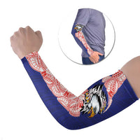 American Samoa Flag Day Arm Sleeves Tribal Tattoo with Eagle Blue-Red