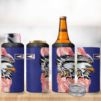 American Samoa Flag Day 4 in 1 Can Cooler Tumbler Tribal Tattoo with Eagle Blue-Red LT03 - Polynesian Pride