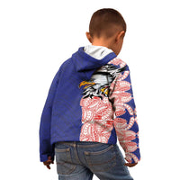 American Samoa Flag Day Kid Hoodie Tribal Tattoo with Eagle Blue-Red