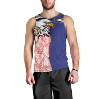 American Samoa Flag Day Men Tank Top Tribal Tattoo with Eagle Blue-Red