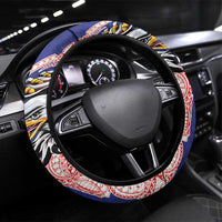 American Samoa Flag Day Steering Wheel Cover Tribal Tattoo with Eagle Blue-Red