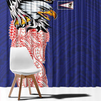 American Samoa Flag Day Window Curtain Tribal Tattoo with Eagle Blue-Red
