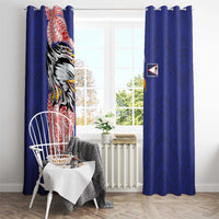 American Samoa Flag Day Window Curtain Tribal Tattoo with Eagle Blue-Red