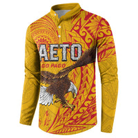 Personalised American Samoa Flag Day Button Sweatshirt Fautasi Race Pago Pago-Aeto Eagle Wings Tribal Style