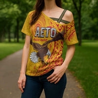 Personalised American Samoa Flag Day Cross Shoulder Shirt Fautasi Race Pago Pago-Aeto Eagle Wings Tribal Style