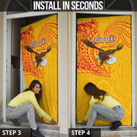 Personalised American Samoa Flag Day Door Cover Fautasi Race Pago Pago-Aeto Eagle Wings Tribal Style