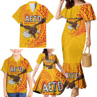 Personalised American Samoa Flag Day Family Matching Mermaid Dress and Hawaiian Shirt Fautasi Race Pago Pago-Aeto Eagle Wings Tribal Style