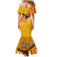 Personalised American Samoa Flag Day Family Matching Mermaid Dress and Hawaiian Shirt Fautasi Race Pago Pago-Aeto Eagle Wings Tribal Style