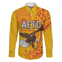 Personalised American Samoa Flag Day Family Matching Off Shoulder Maxi Dress and Hawaiian Shirt Fautasi Race Pago Pago-Aeto Eagle Wings Tribal Style LT03 Dad's Shirt - Long Sleeve Multicolor - Polynesian Pride
