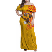 Personalised American Samoa Flag Day Family Matching Off Shoulder Maxi Dress and Hawaiian Shirt Fautasi Race Pago Pago-Aeto Eagle Wings Tribal Style LT03 Mom's Dress Multicolor - Polynesian Pride