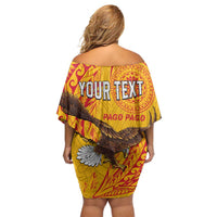 Personalised American Samoa Flag Day Family Matching Off Shoulder Short Dress and Hawaiian Shirt Fautasi Race Pago Pago-Aeto Eagle Wings Tribal Style