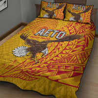American Samoa Flag Day Quilt Bed Set Fautasi Race Pago Pago-Aeto Eagle Wings Tribal Style LT03 - Polynesian Pride