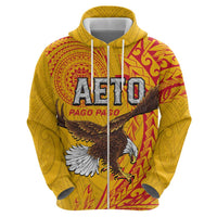 Personalised American Samoa Flag Day Zip Hoodie Fautasi Race Pago Pago-Aeto Eagle Wings Tribal Style