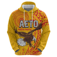 Personalised American Samoa Flag Day Zip Hoodie Fautasi Race Pago Pago-Aeto Eagle Wings Tribal Style