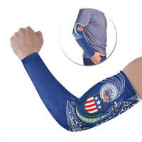 Personalised American Samoa Flag Day Arm Sleeves Fautasi Race Fagatogo-Iseula O Le Moana Sailfish Tribal Style