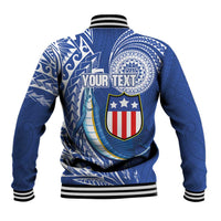 Personalised American Samoa Flag Day Baseball Jacket Fautasi Race Fagatogo-Iseula O Le Moana Sailfish Tribal Style LT03 - Polynesian Pride