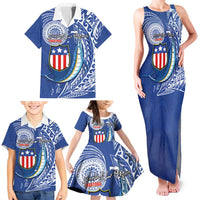 Personalised American Samoa Flag Day Family Matching Tank Maxi Dress and Hawaiian Shirt Fautasi Race Fagatogo-Iseula O Le Moana Sailfish Tribal Style