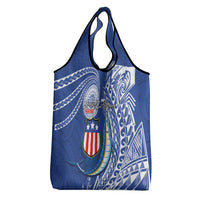 American Samoa Flag Day Grocery Bag Fautasi Race Fagatogo-Iseula O Le Moana Sailfish Tribal Style