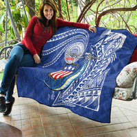 American Samoa Flag Day Quilt Fautasi Race Fagatogo-Iseula O Le Moana Sailfish Tribal Style