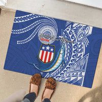 American Samoa Flag Day Rubber Doormat Fautasi Race Fagatogo-Iseula O Le Moana Sailfish Tribal Style