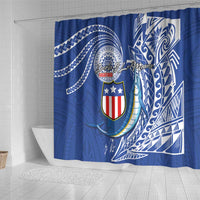 American Samoa Flag Day Shower Curtain Fautasi Race Fagatogo-Iseula O Le Moana Sailfish Tribal Style