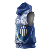Personalised American Samoa Flag Day Sleeveless Hoodie Fautasi Race Fagatogo-Iseula O Le Moana Sailfish Tribal Style