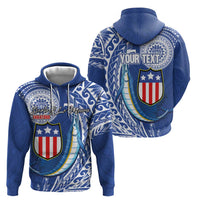 Personalised American Samoa Flag Day Zip Hoodie Fautasi Race Fagatogo-Iseula O Le Moana Sailfish Tribal Style