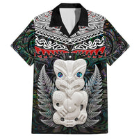New Zealand Hei Tiki Family Matching Puletasi and Hawaiian Shirt Maori Green Papua Shell Pattern LT03 Dad's Shirt - Short Sleeve Green - Polynesian Pride