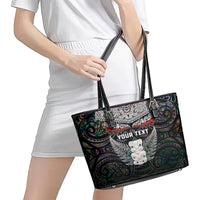 New Zealand Hei Tiki Leather Tote Bag Maori Green Papua Shell Pattern LT03 - Polynesian Pride